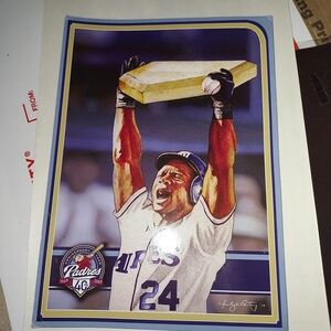 Padres Baseball Trading Card with Player Celebration